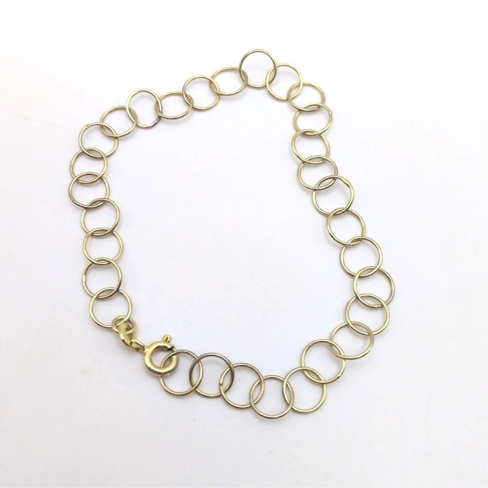Gold Over Sterling Silver 925 Bracelet Bubble Circle Cable Chain Bracelet 7.25in